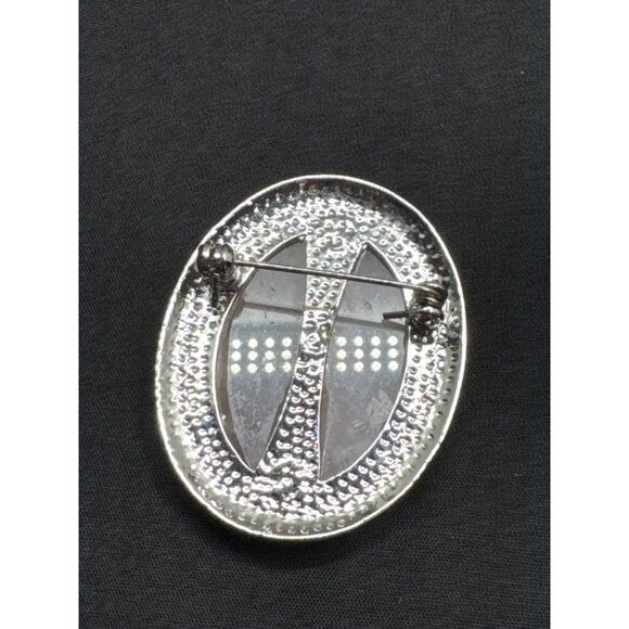 Vintage Oval Rose Quartz Silver Tone Brooch - Picture 5 of 5